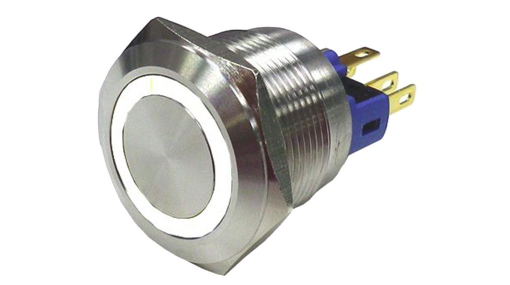 Belyst tryckströmställare Bibehålls 1CO 250 VAC LED Vit